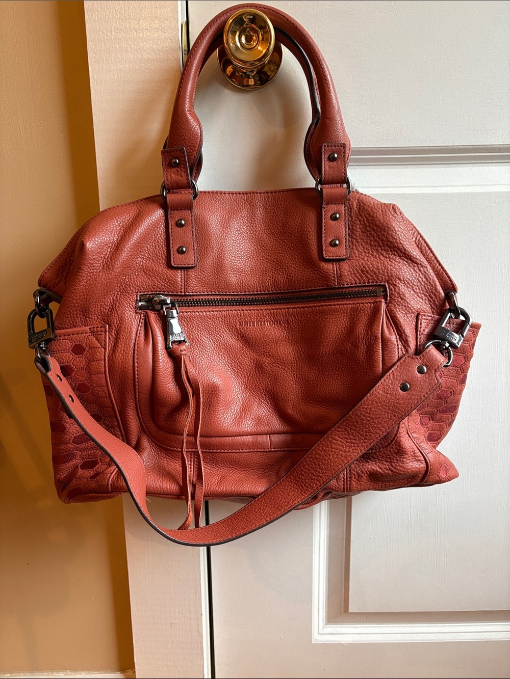 Aimee Kestenberg Rust Leather Satchel Shoulder Bag - Picture 8 of 8